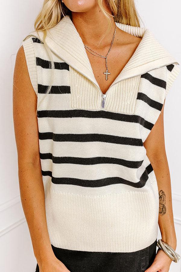 Midnight Dreams Stripe Sweater Vest In Cream Product Image