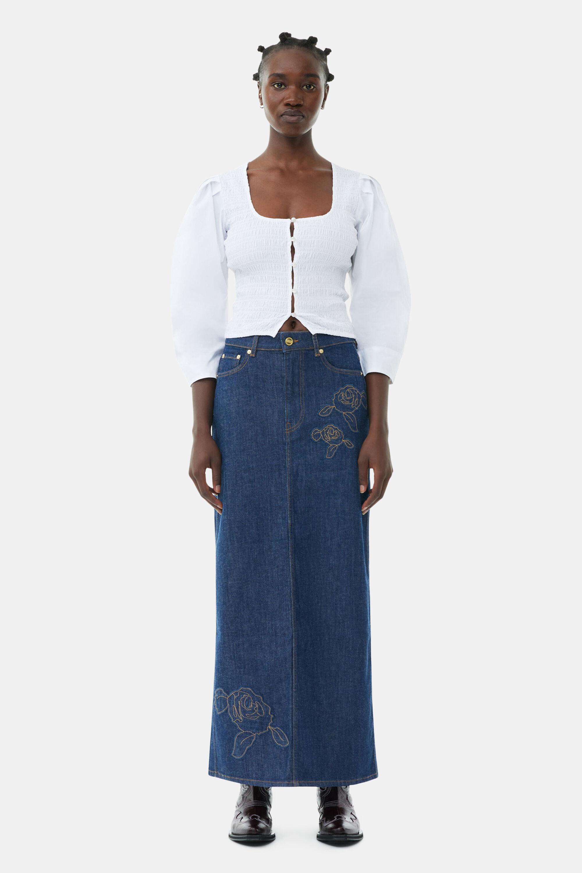 Denim Rose Maxi Skirt Product Image