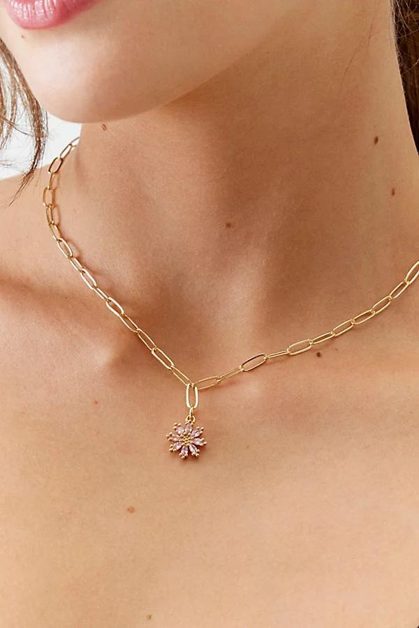 Rhinestone Flower Necklace Womens at Urban Outfitters Product Image