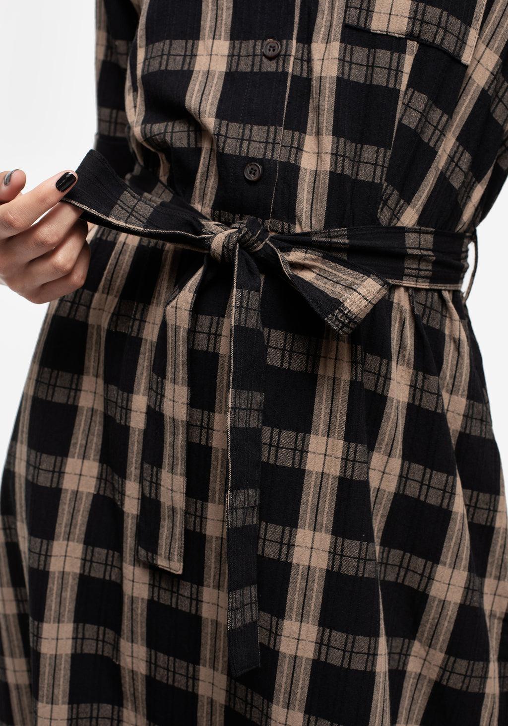 Rogue Check Cotton Midi Shirt Dress Product Image