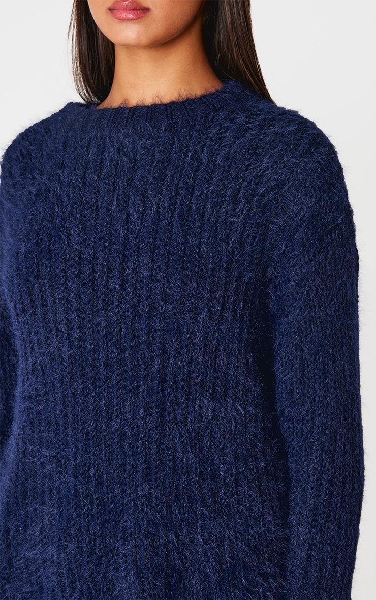 Navy Eyelash Knit Super Oversized Sweater Product Image