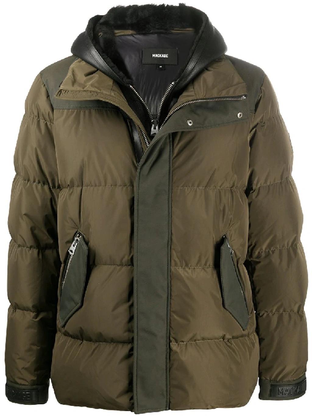 Hooded Padded Jacket In Green Product Image