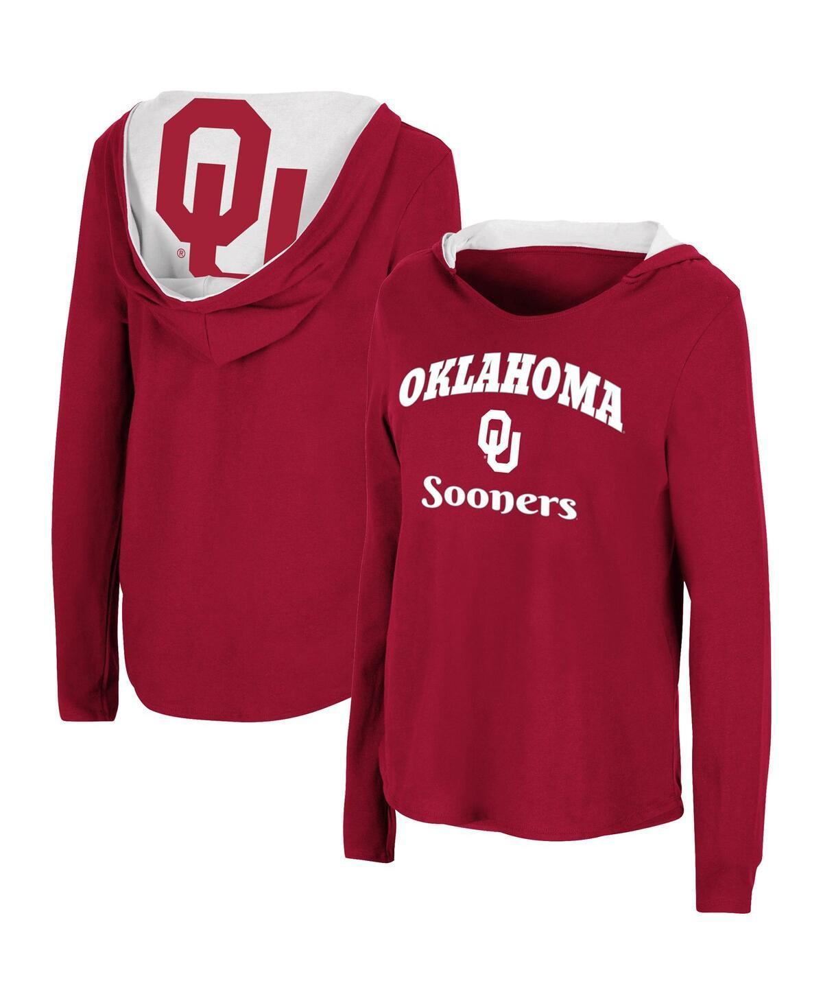 Womens Colosseum Crimson Oklahoma Sooners Catalina Hoodie Long Sleeve T-shirt Product Image