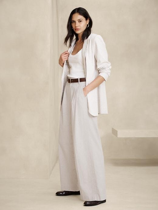 Linen-Blend Wide-Leg Pleated Trouser Product Image