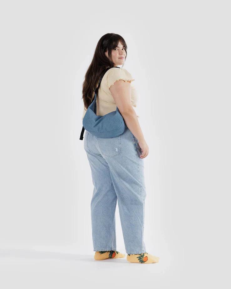 Baggu Medium Nylon Crescent : Digital Denim Product Image