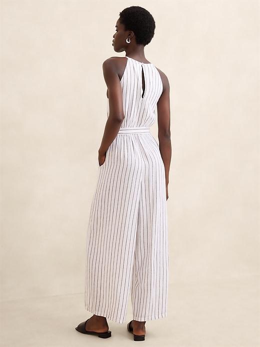 Linen-Blend Halter Jumpsuit Product Image