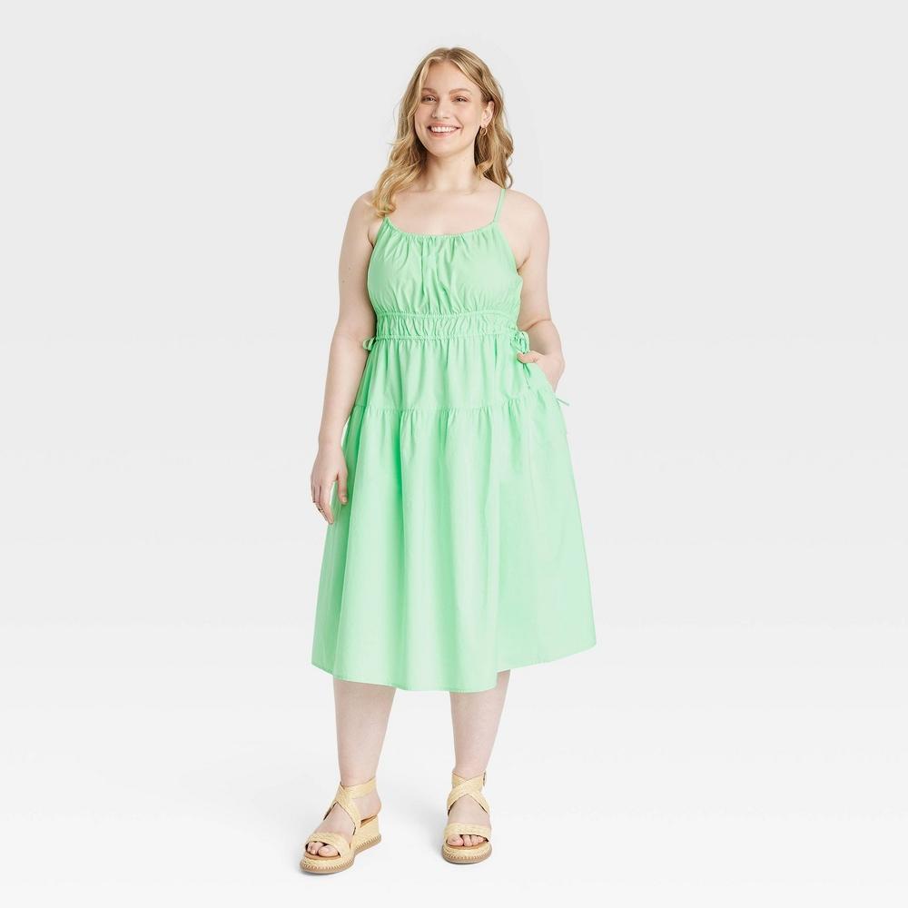 Womens Cinched Waist Midi Sundress - Universal Thread Green 1X Product Image