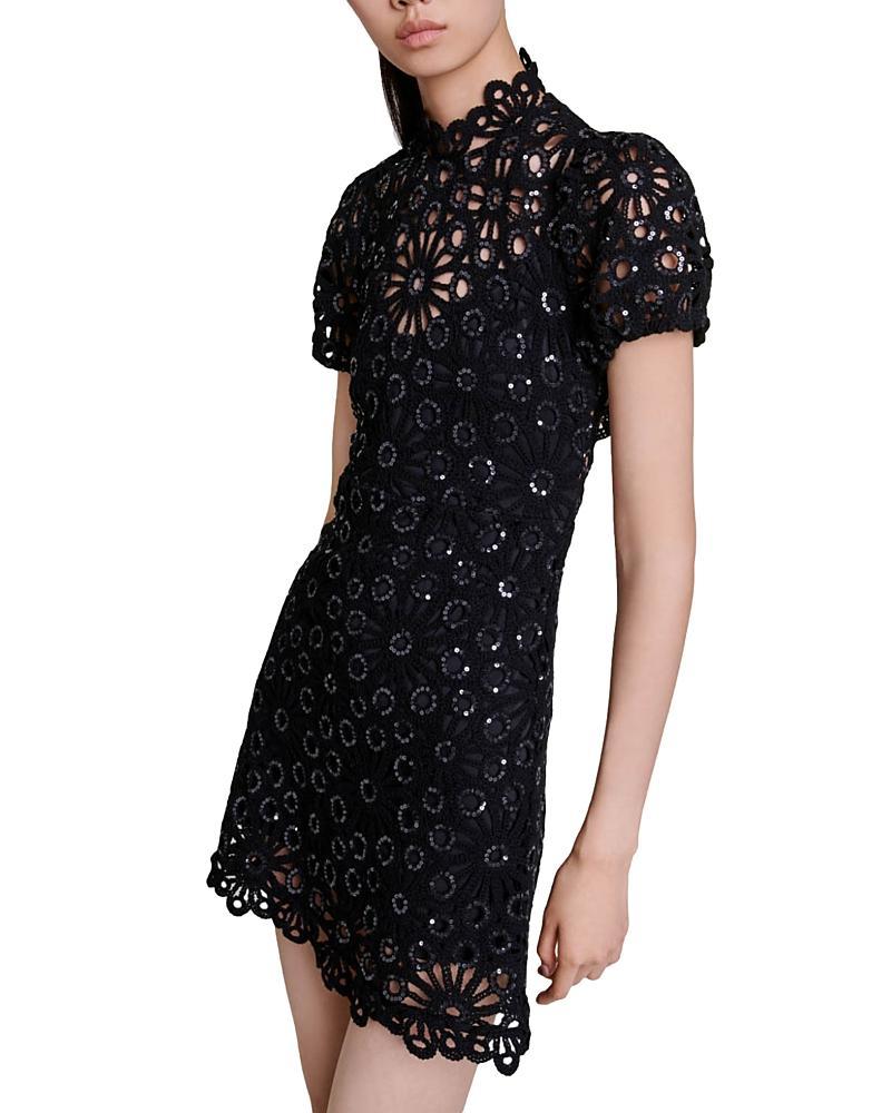 maje Rozimette Sequin & Lace Minidress Product Image