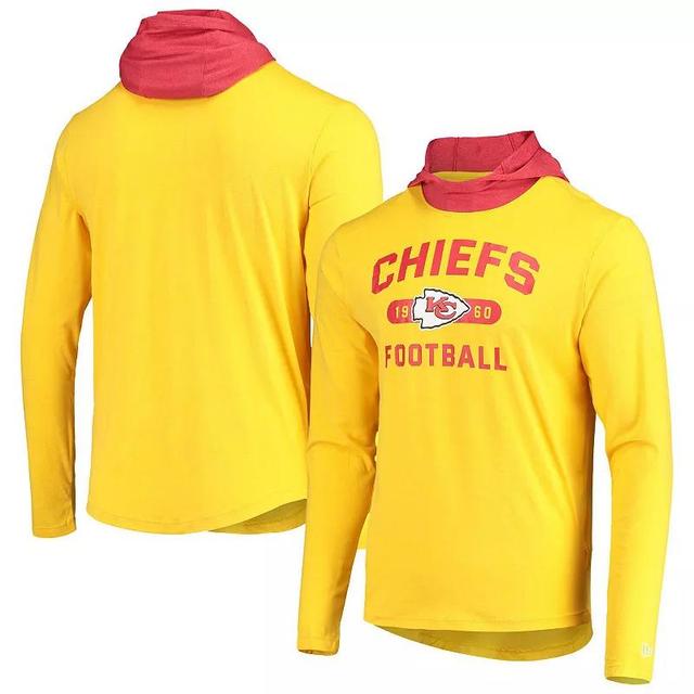 Mens New Era Gold Kansas City Chiefs Active Block Hoodie Long Sleeve T-shirt - Gold Product Image