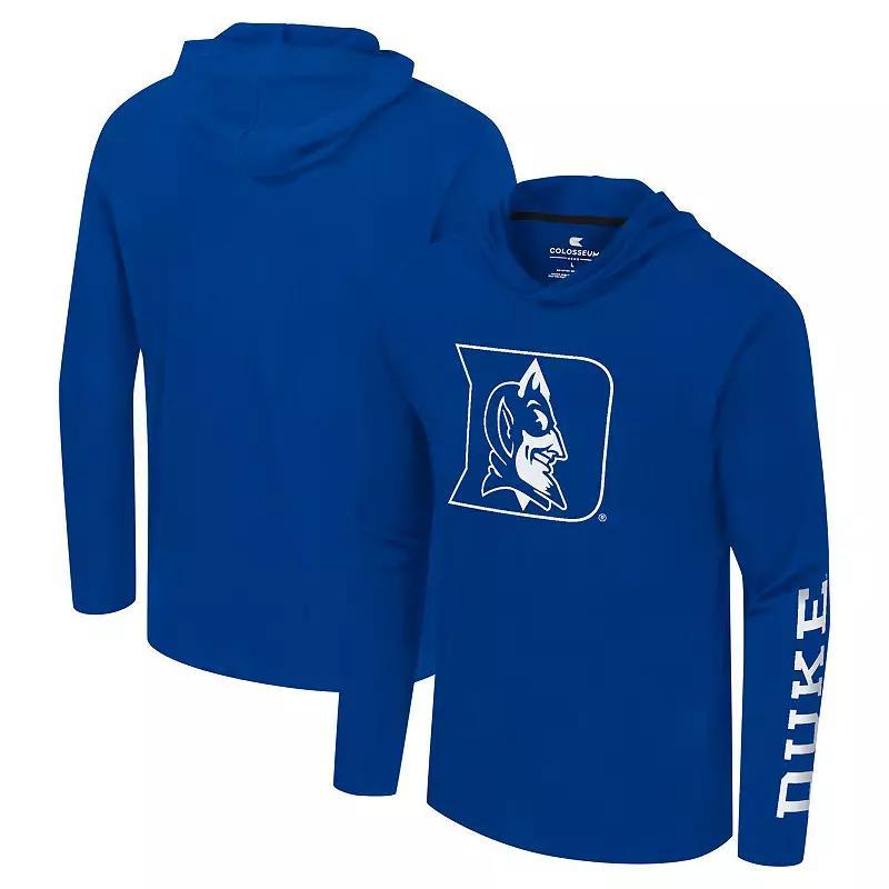 Mens Colosseum Royal Duke Devils Logo Lockup Active Blend Long Sleeve T-Shirt Hoodie Product Image