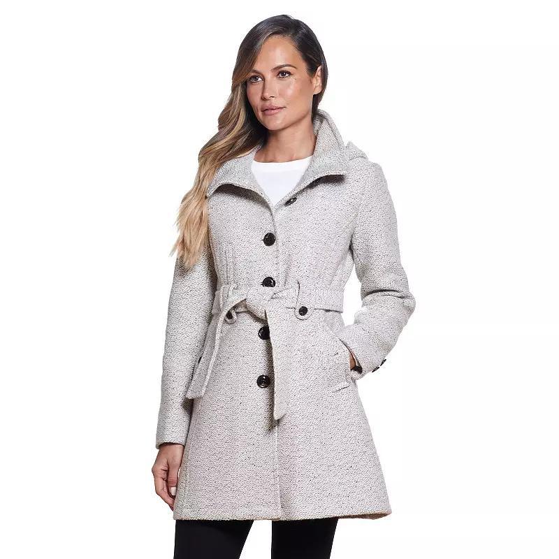 Gallery Belted Hooded A-Line Coat Product Image