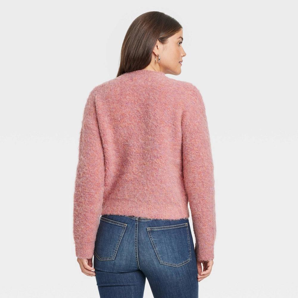 Women's Boucle Crewneck Pullover Sweater - Universal Thread™ Pink S Product Image