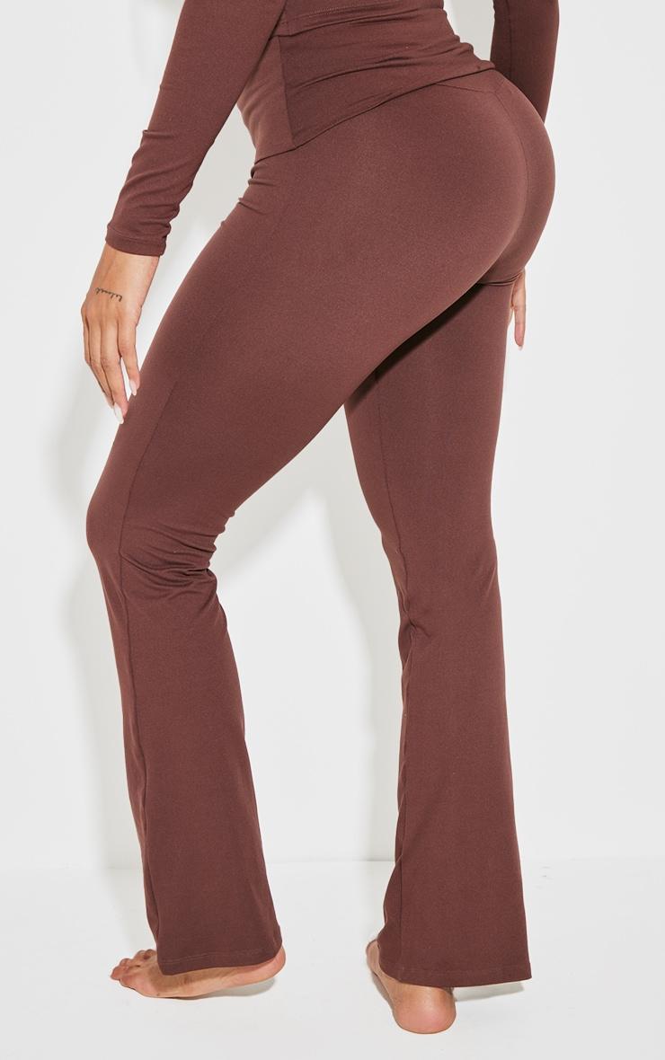 Shape Brown Stretch Sculpted Foldover Waist Flare Pants Product Image