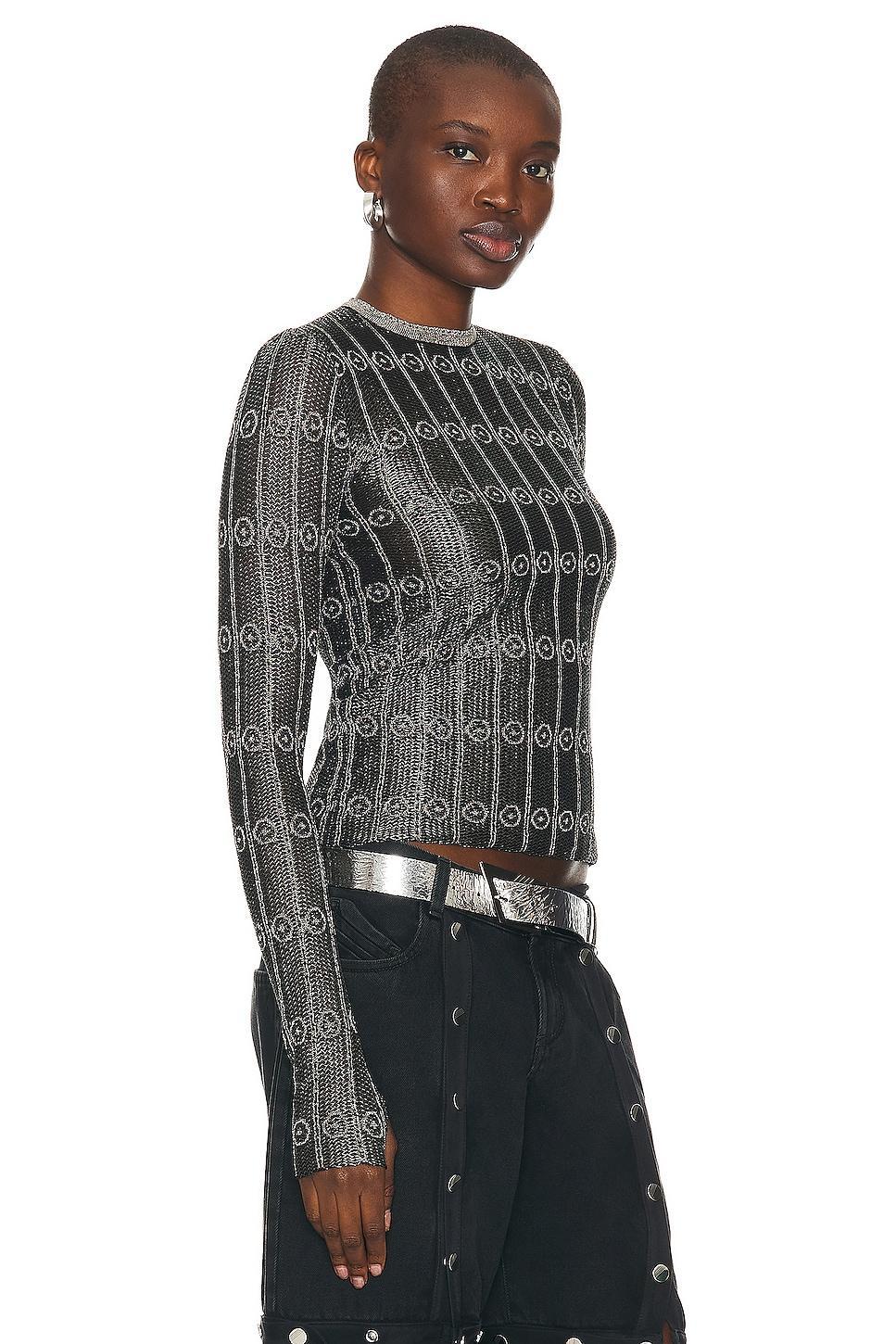 THE ATTICO Light Sweater in Black & Silver - Black. Size 40 (also in 42). Product Image