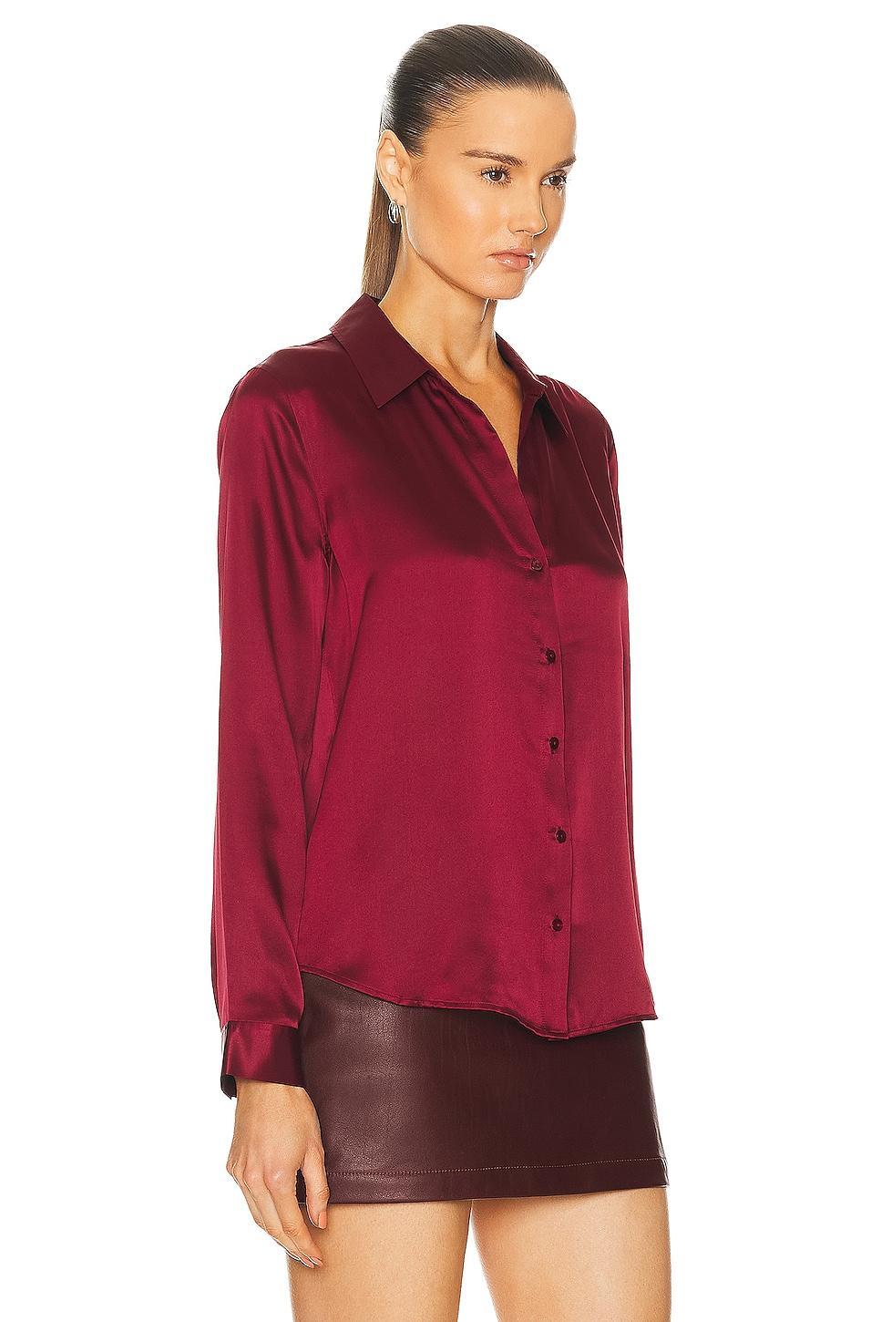 L'AGENCE Tyler Blouse Burgundy. (also in ). Product Image