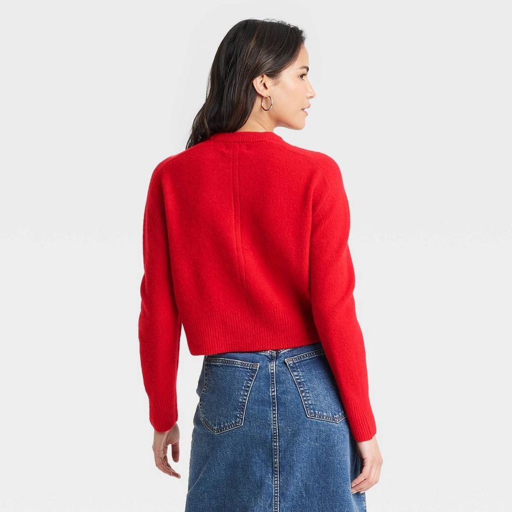 Women's Cozy Knit Crewneck Pullover Sweater - Universal Thread™ Red XL Product Image