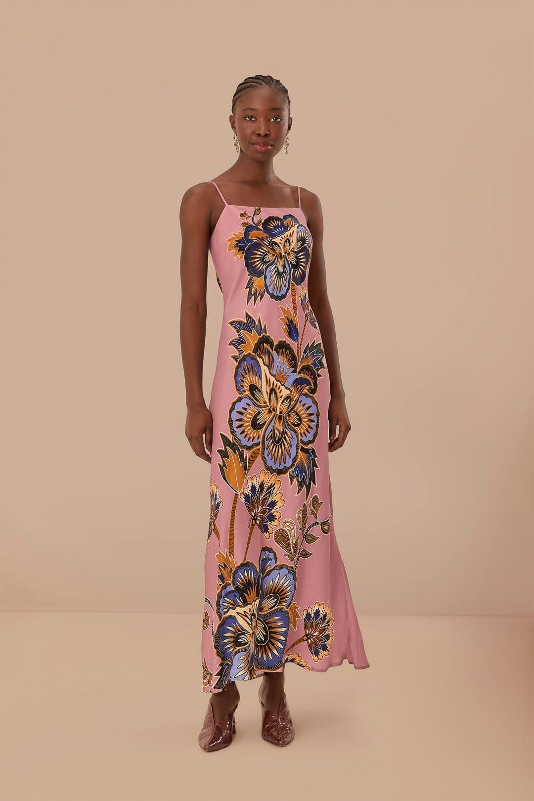 Pink Maxi Floral LENZING™ ECOVERO™ Viscose Slip Maxi Dress Product Image