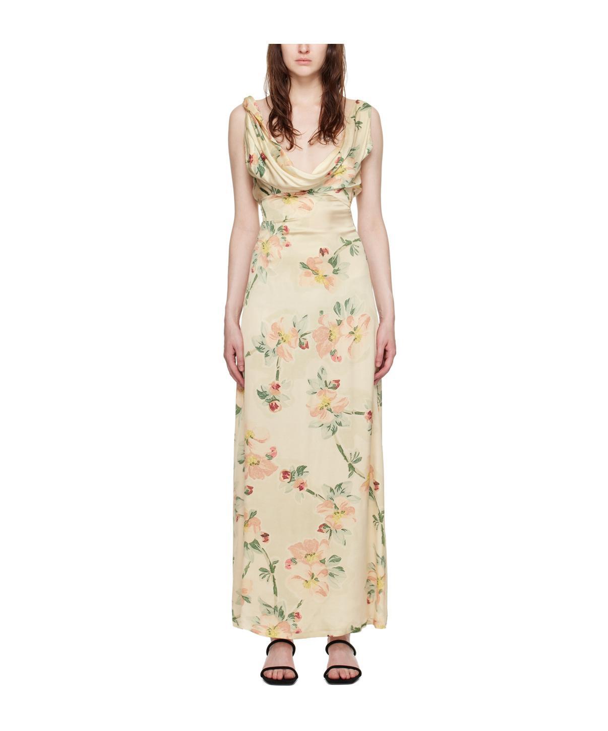 TOTÊME Floral-print Satin Maxi Dress In Yellow Product Image