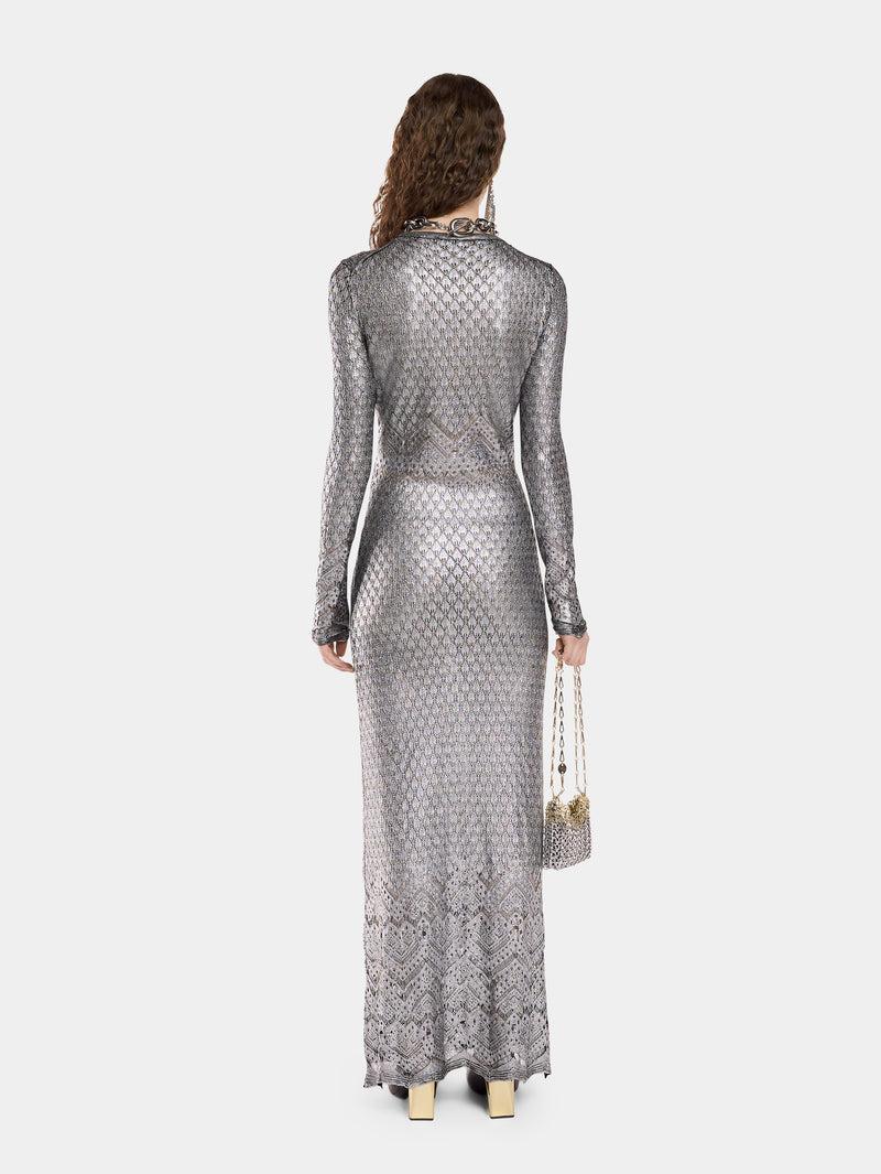 LONG LACE-LIKE KNIT DRESS Product Image