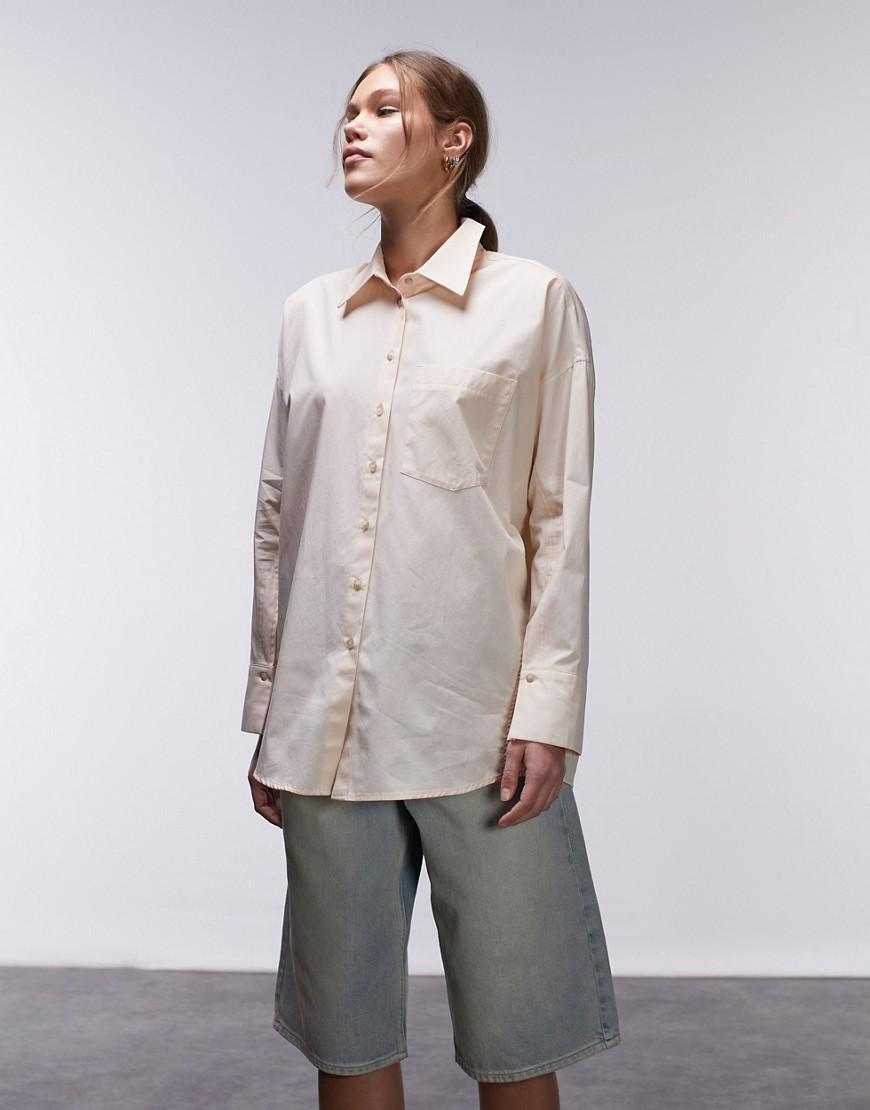 Topshop oversized poplin shirt in apricot product image