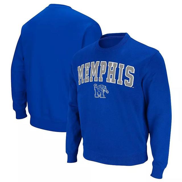 Mens Colosseum Royal Memphis Tigers Arch & Logo Tackle Twill Pullover Sweatshirt MEM Blue Product Image