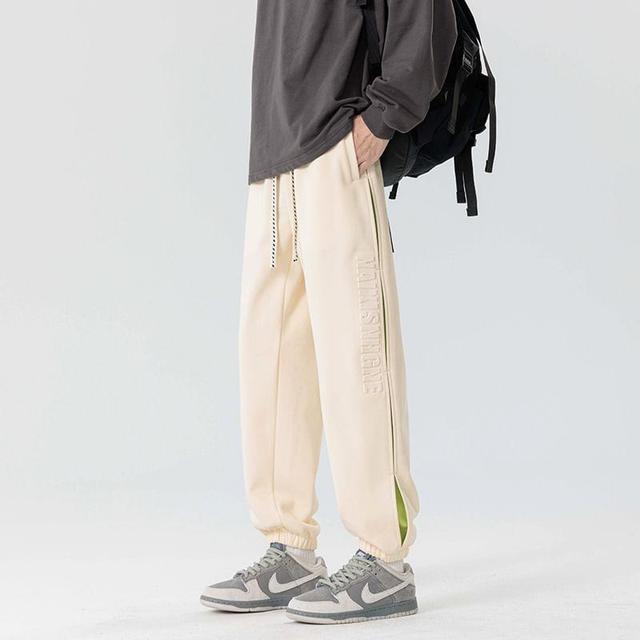 Drawstring Waist Lettering Baggy Sweatpants Product Image