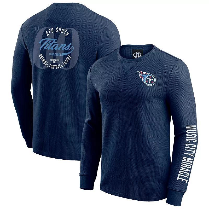 Mens Darius Rucker Collection by Fanatics Tennessee Titans Washed Waffle-Knit Long Sleeve T-Shirt Blue Product Image