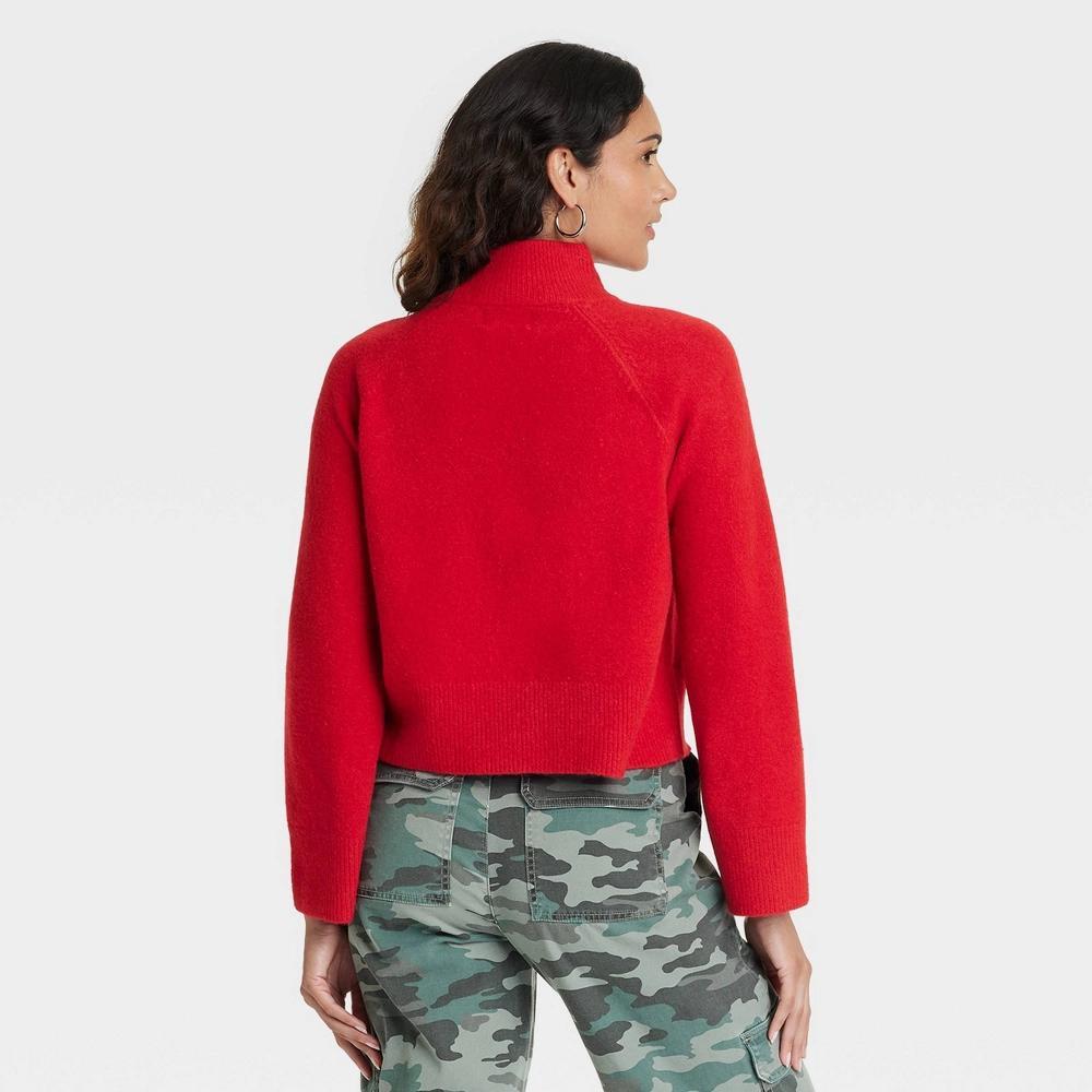 Women's Cozy Knit Mock Turtleneck Pullover Sweater - Universal Thread™ Red L Product Image