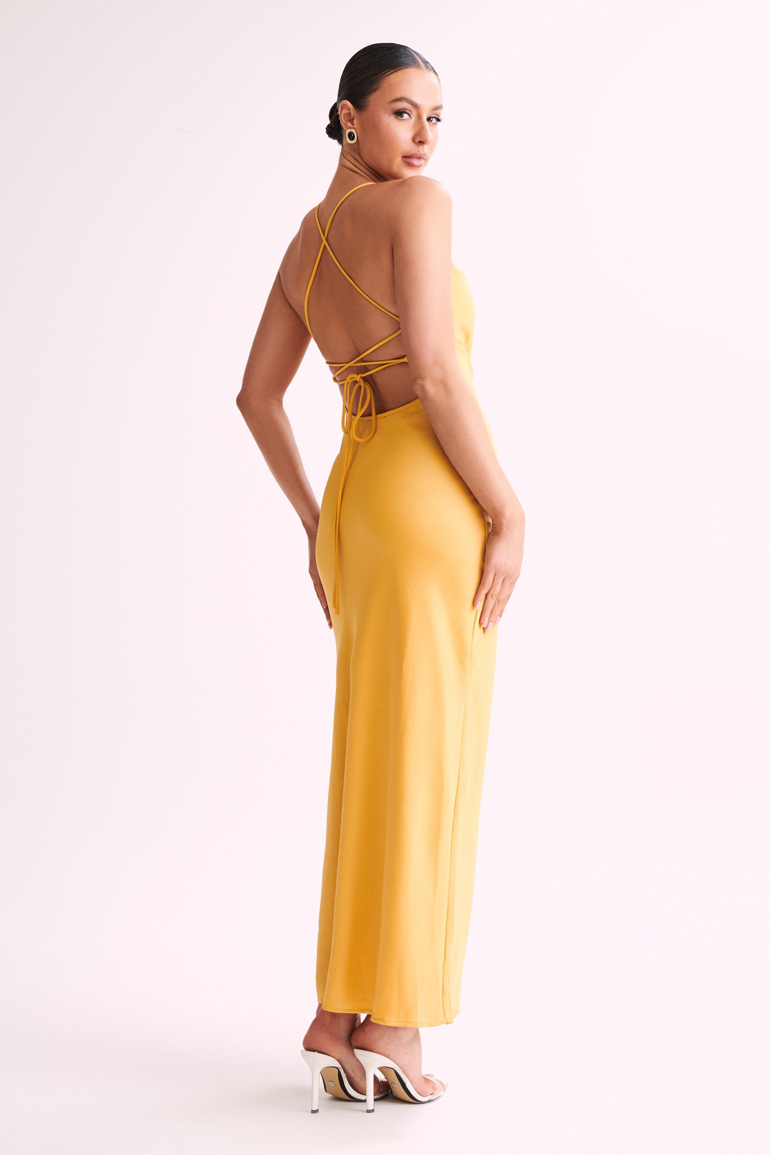 Sydney Straight Neck Slip Maxi Dress - Yellow Product Image