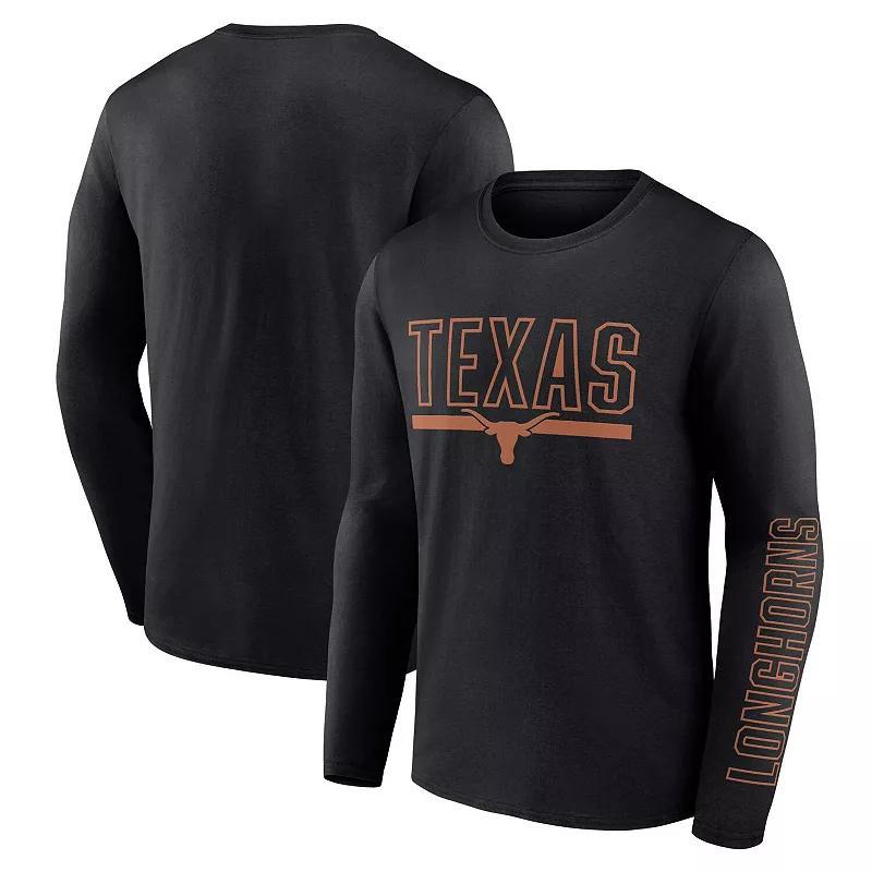 Mens Profile Black Texas Longhorns Big and Tall Two-Hit Graphic Long Sleeve T-shirt Product Image