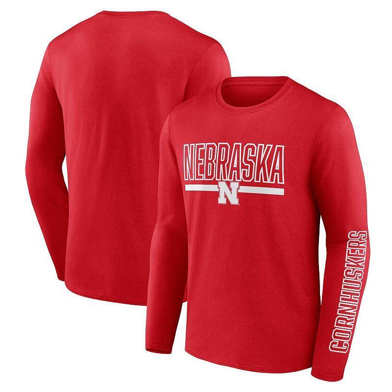 Mens Profile Scarlet Nebraska Huskers Big & Tall Two-Hit Graphic Long Sleeve T-Shirt Product Image