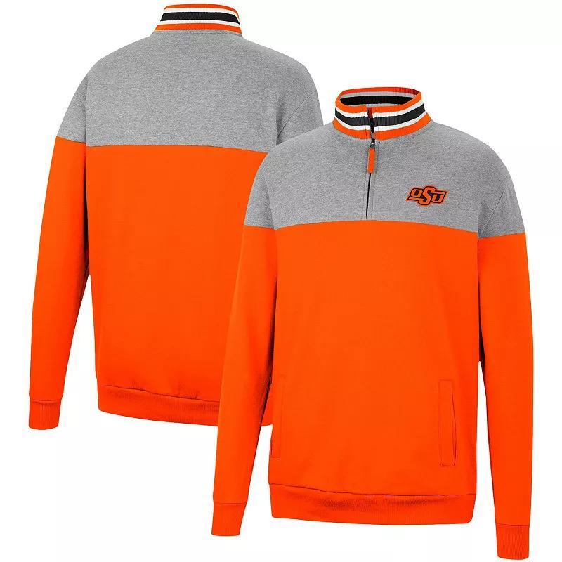 Mens Colosseum Heathered Gray Oklahoma State Cowboys Be the Ball Quarter-Zip Top Product Image