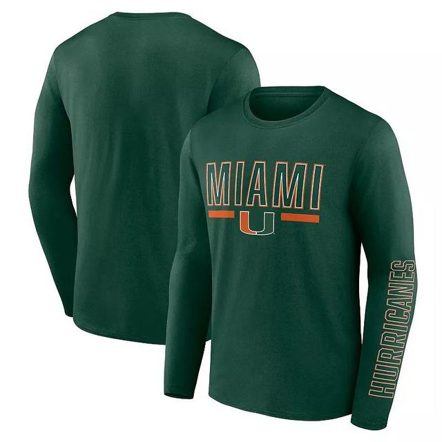 Mens Profile Miami Hurricanes Big & Tall Two-Hit Graphic Long Sleeve T-Shirt Product Image