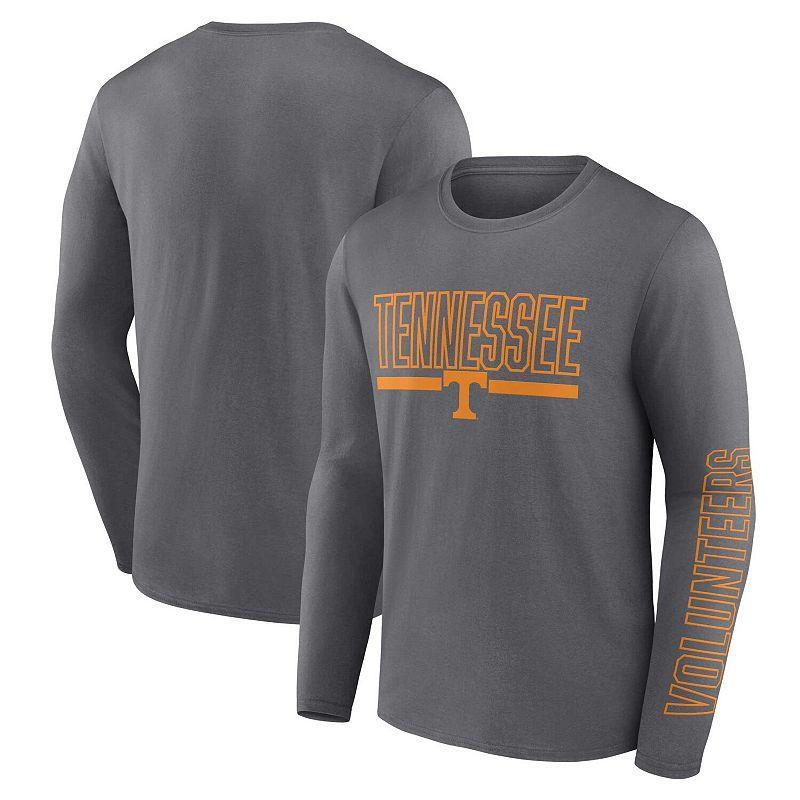 Mens Profile Heather Charcoal Tennessee Volunteers Big and Tall Two-Hit Graphic Long Sleeve T-shirt Product Image