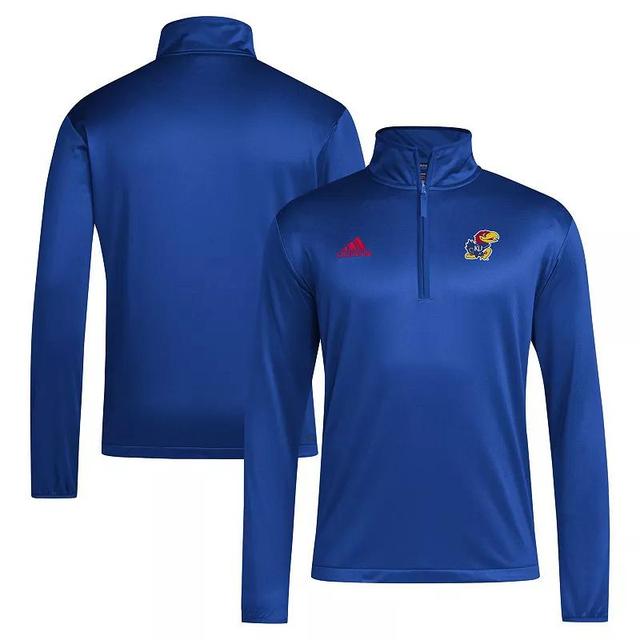 Mens adidas Royal Kansas Jayhawks Coaches Sideline Quarter-Zip Top Product Image