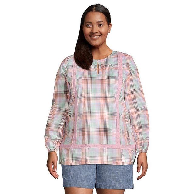 Plus Size Lands End Poplin Splitneck Tunic Top, Womens Product Image