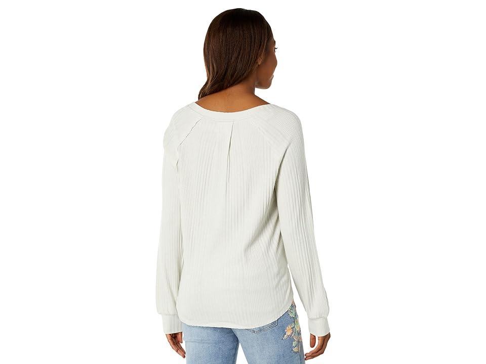 Lucky Brand Cloud Jersey Rib V-Neck Top (Medium Heather Grey) Women's Clothing Product Image