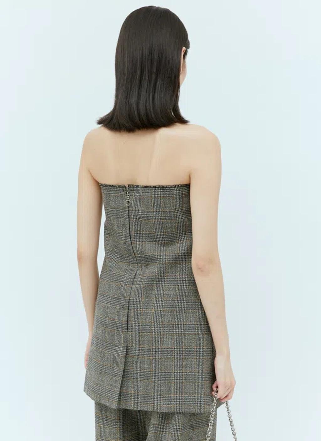 Prince Of Wales Wool Minidress In Gray Product Image