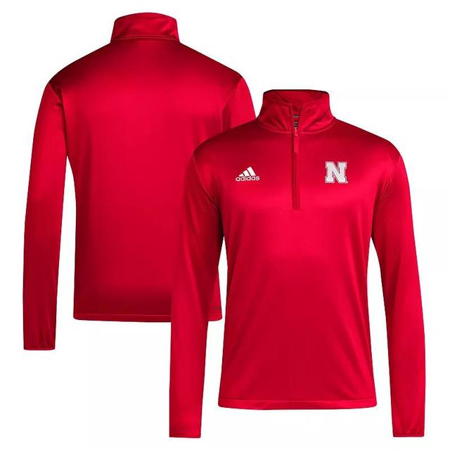 Mens adidas Scarlet Nebraska Huskers Coaches Sideline Quarter-Zip Top Product Image