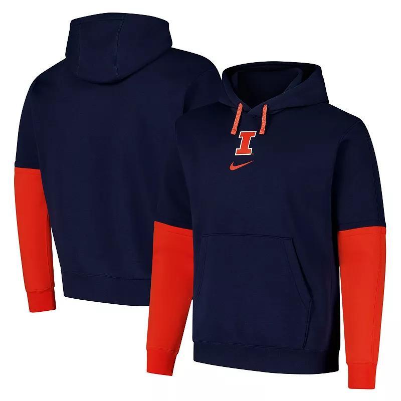 Mens Nike Illinois Fighting Illini 2024 Sideline Club Fleece Pullover Hoodie Blue Product Image