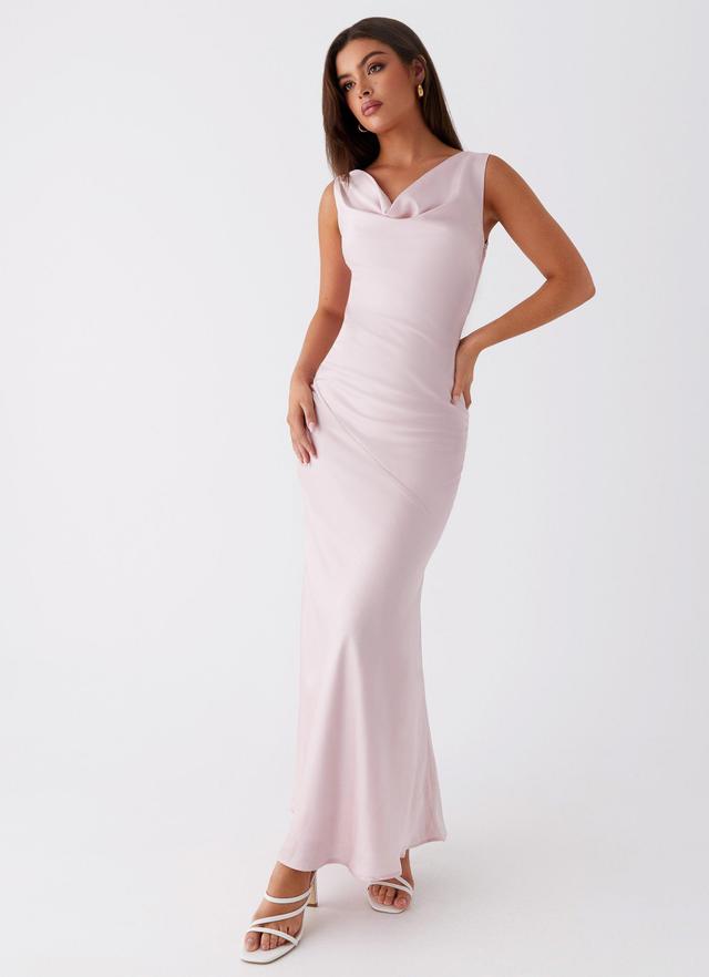 Be Mine Satin Maxi Dress - Mauve Pink Product Image