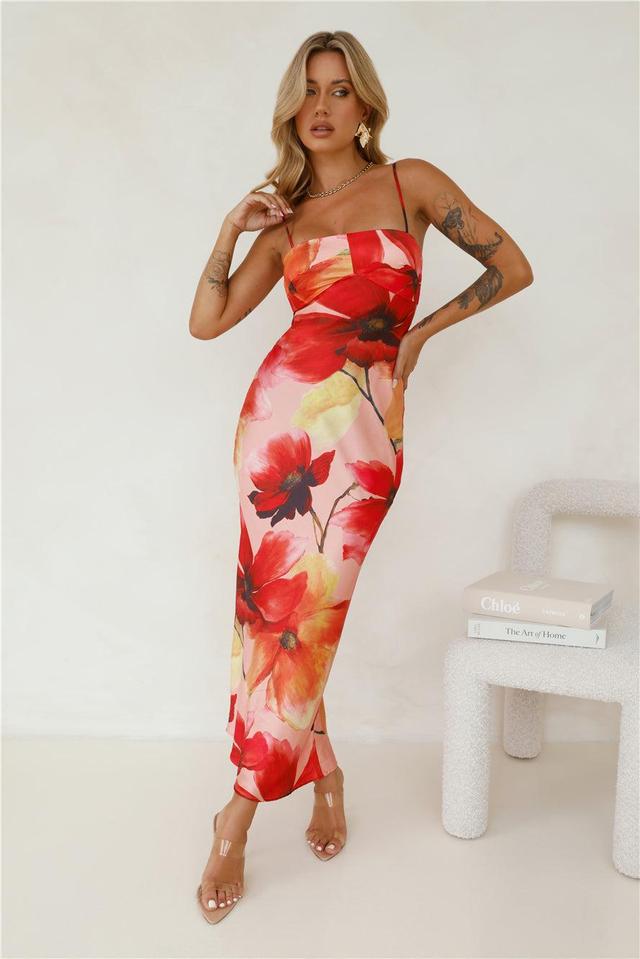 Mystery Of Her Satin Maxi Dress Orange Product Image