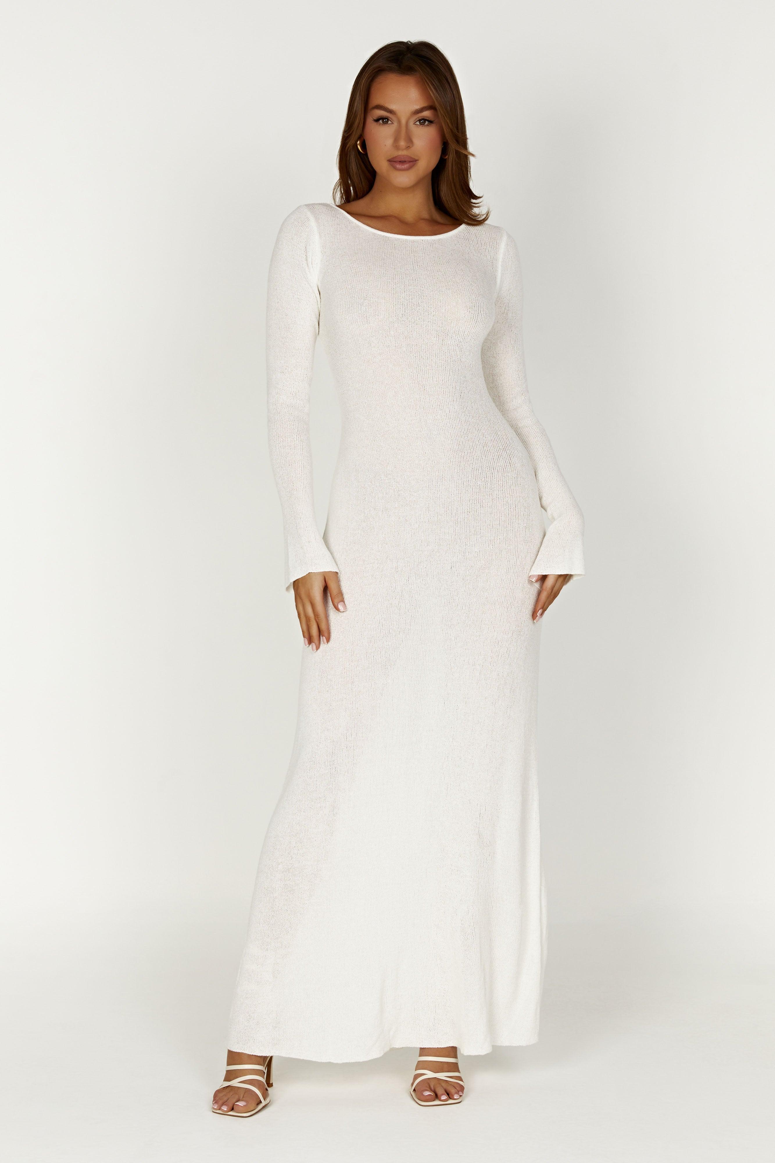 Talia Maxi Open Back Knit Dress - Ivory Product Image