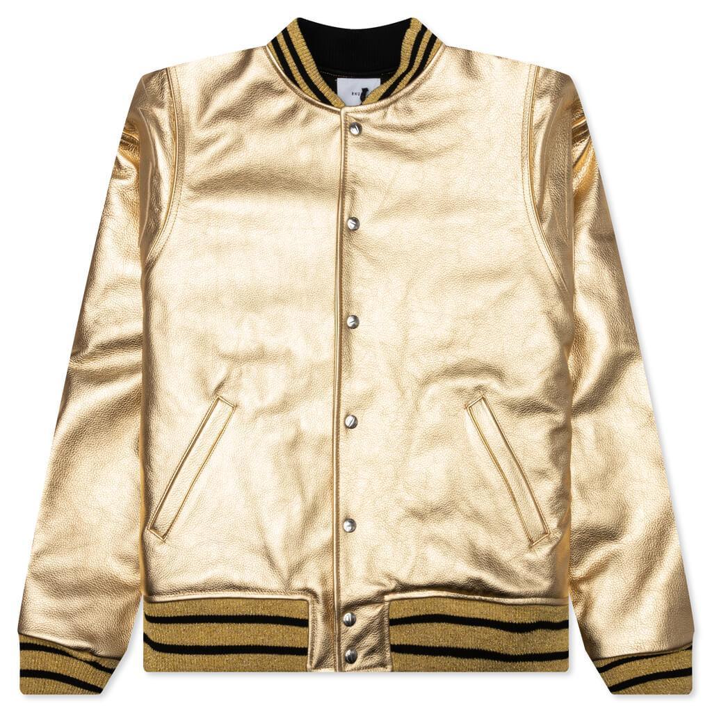 Metallic Leather Bomber - Gold Male Product Image