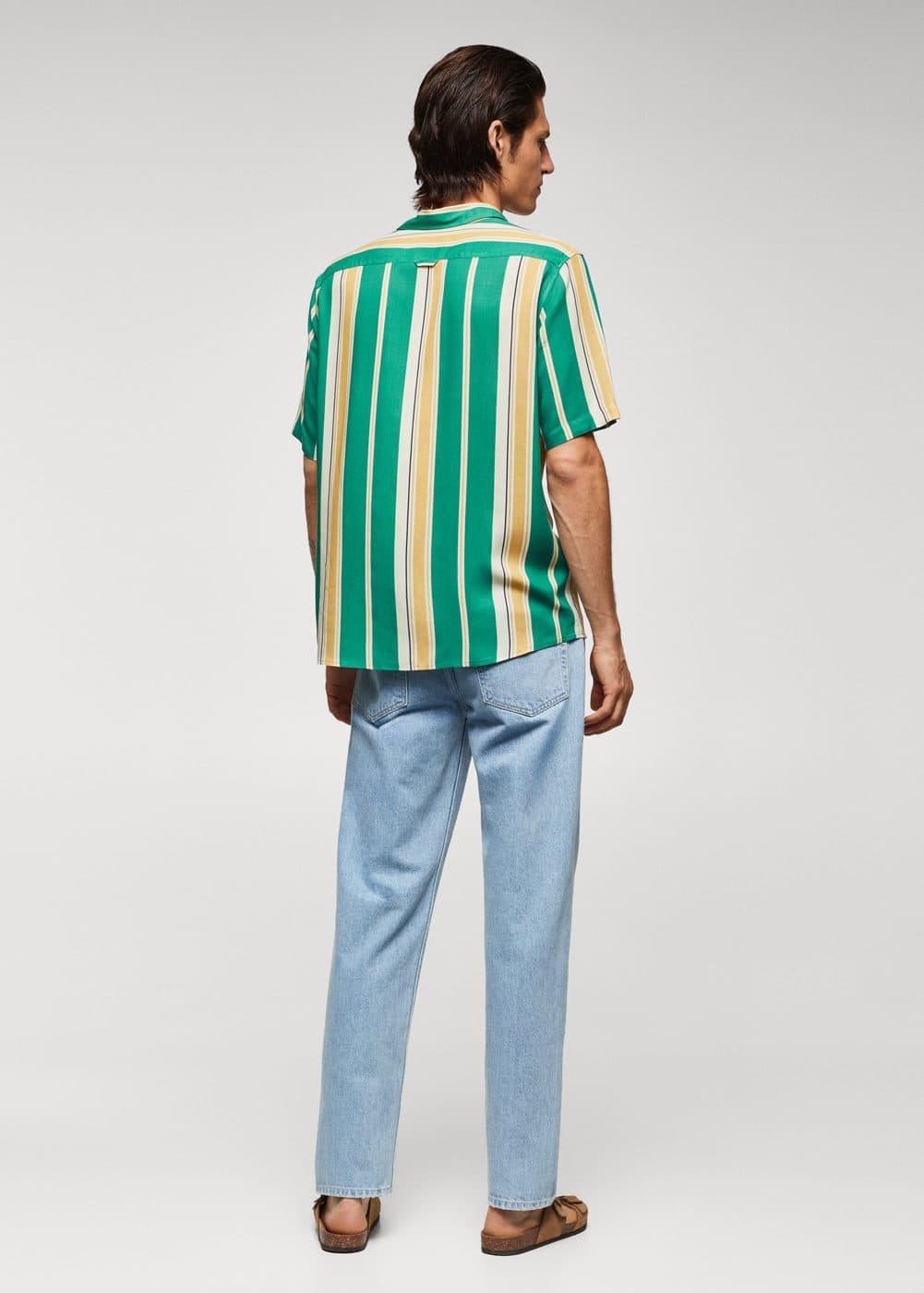 MANGO MAN - Short sleeve striped shirt greenMen Product Image