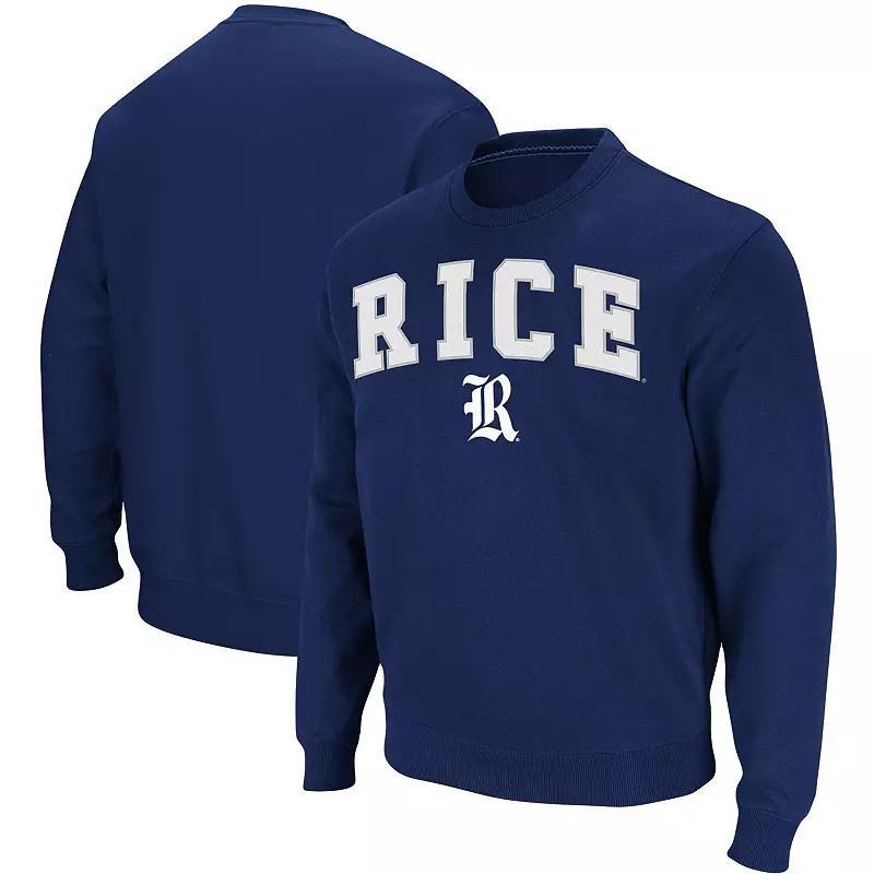 Mens Colosseum Navy Rice Owls Arch & Logo Tackle Twill Pullover Sweatshirt Rce Blue Product Image