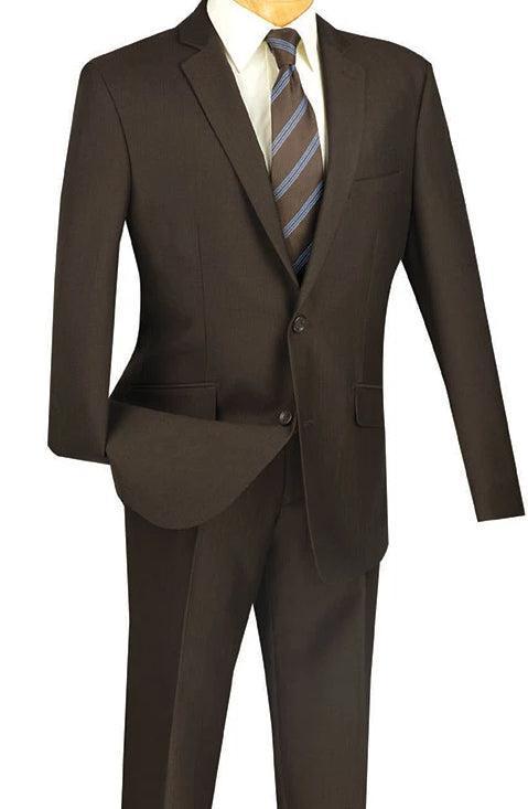 Men's Slim Fit 2 Piece Suit Single Breasted 2 Button Design Brown Product Image