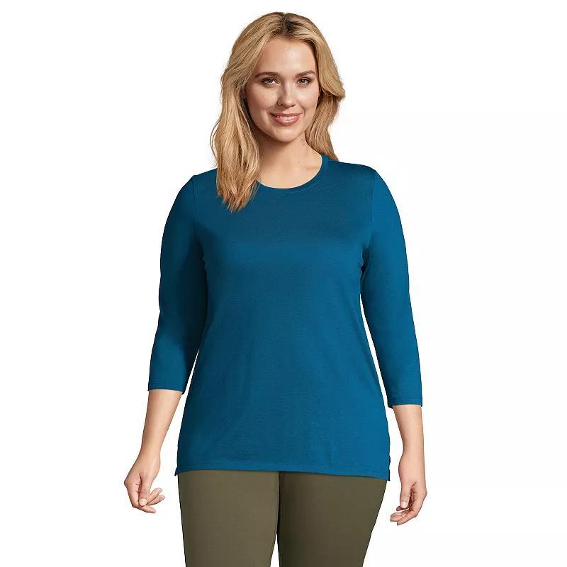 Plus Size Lands End Supima Cotton Relaxed Fit Crewneck Tunic, Womens Baltic Blue Product Image