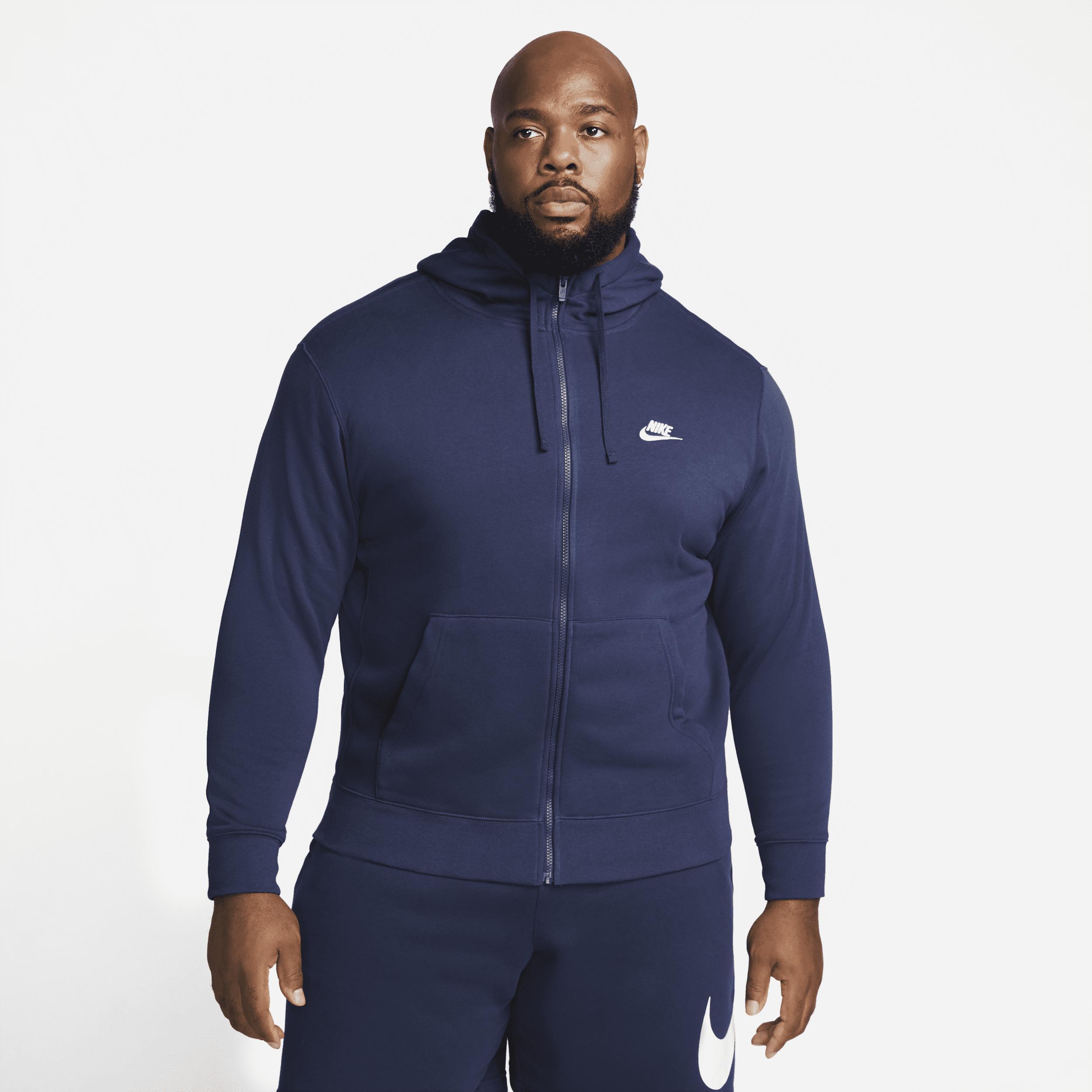 Nike Mens Nike Club Full-Zip Hoodie - Mens White/Midnight Navy Product Image