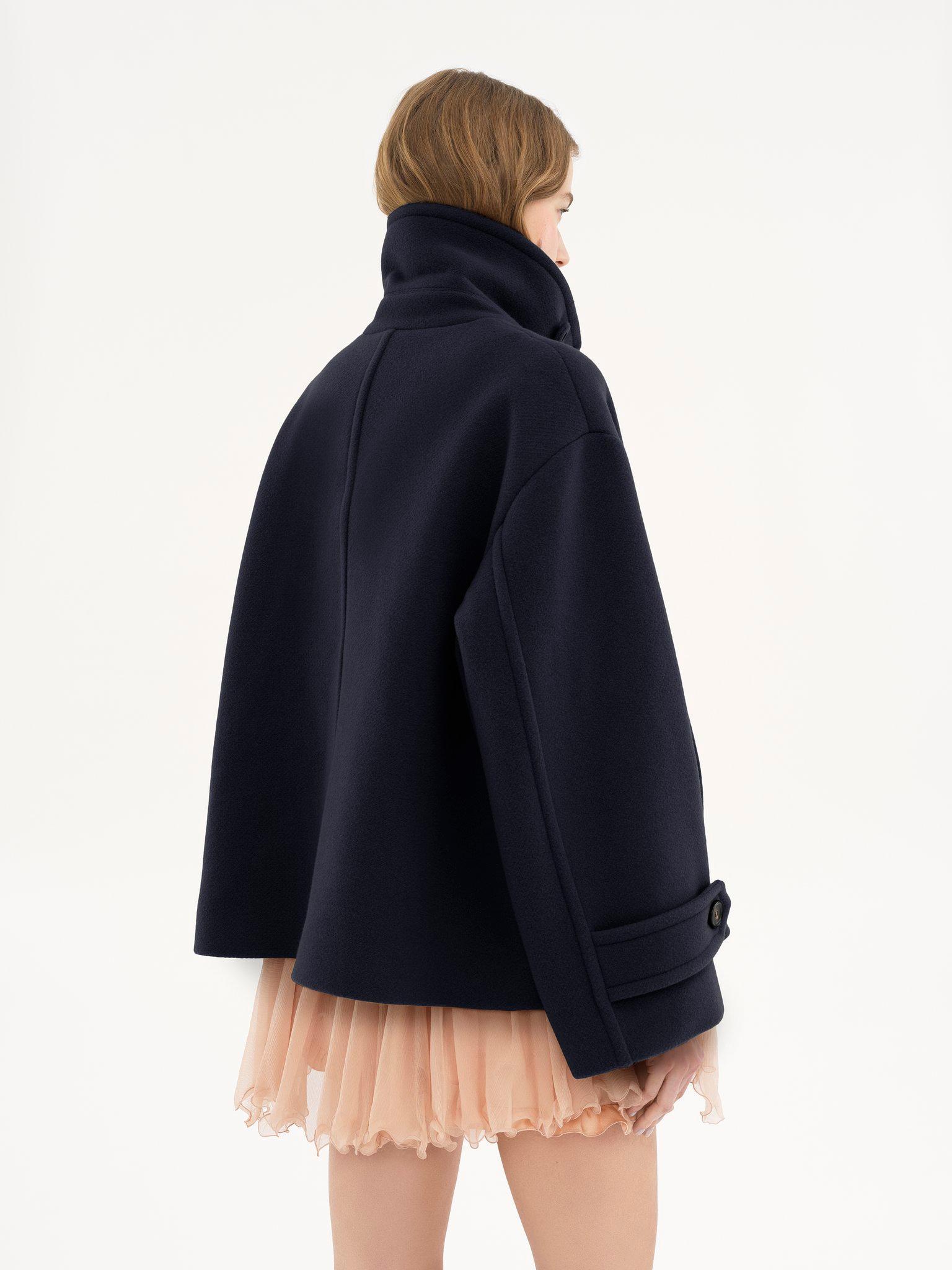 Oversized short coat in wool Product Image